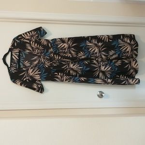 Romwe black blue grey palm print swimsuit coverup